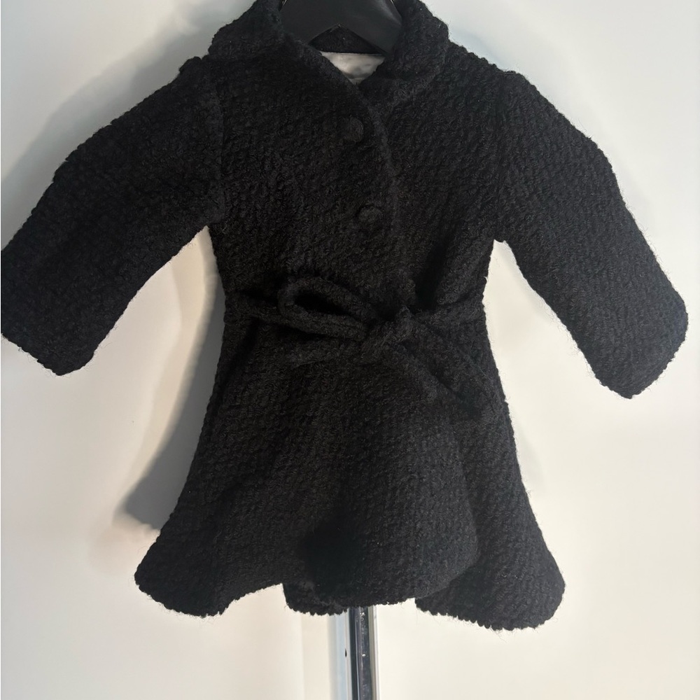 Neiman Marcus Helena Baby Black Bouclé Wool Coat – Size 12M